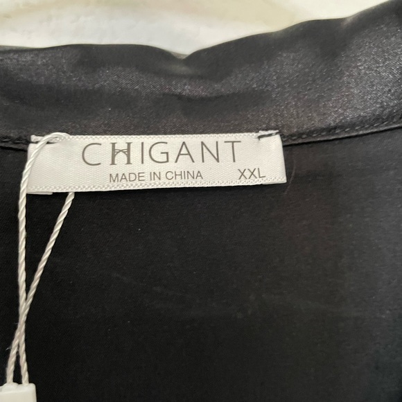 Black Silk-Look Button Shirt - Picture 2 of 3